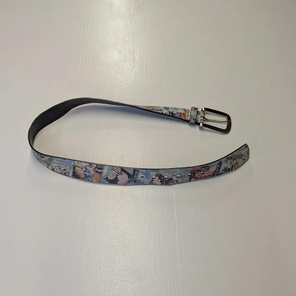 WCM New York Genuine Leather Size Medium Comic Strip Belt